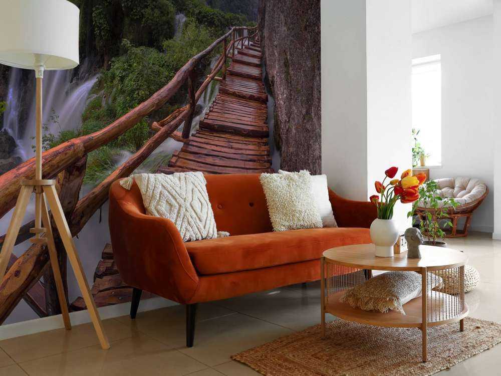 Brug met zonsondergang