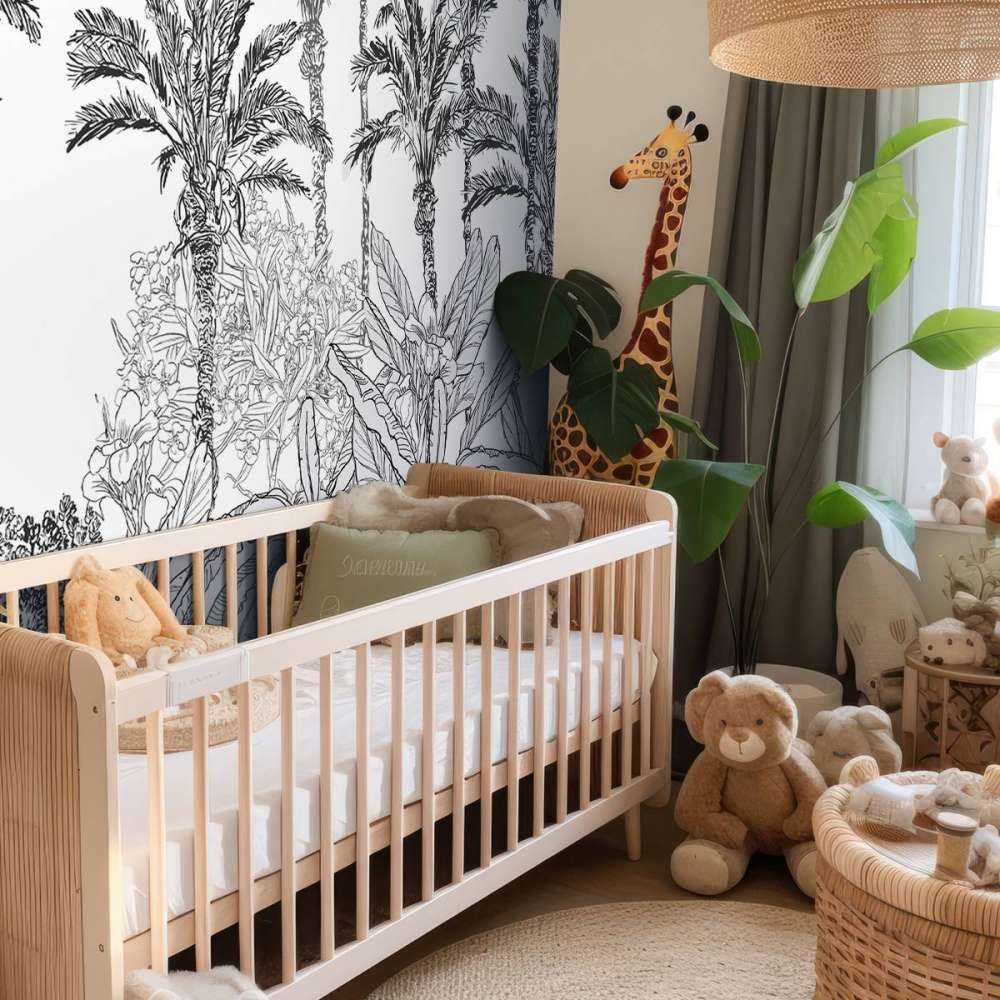 Getekende jungle in zwart-wit