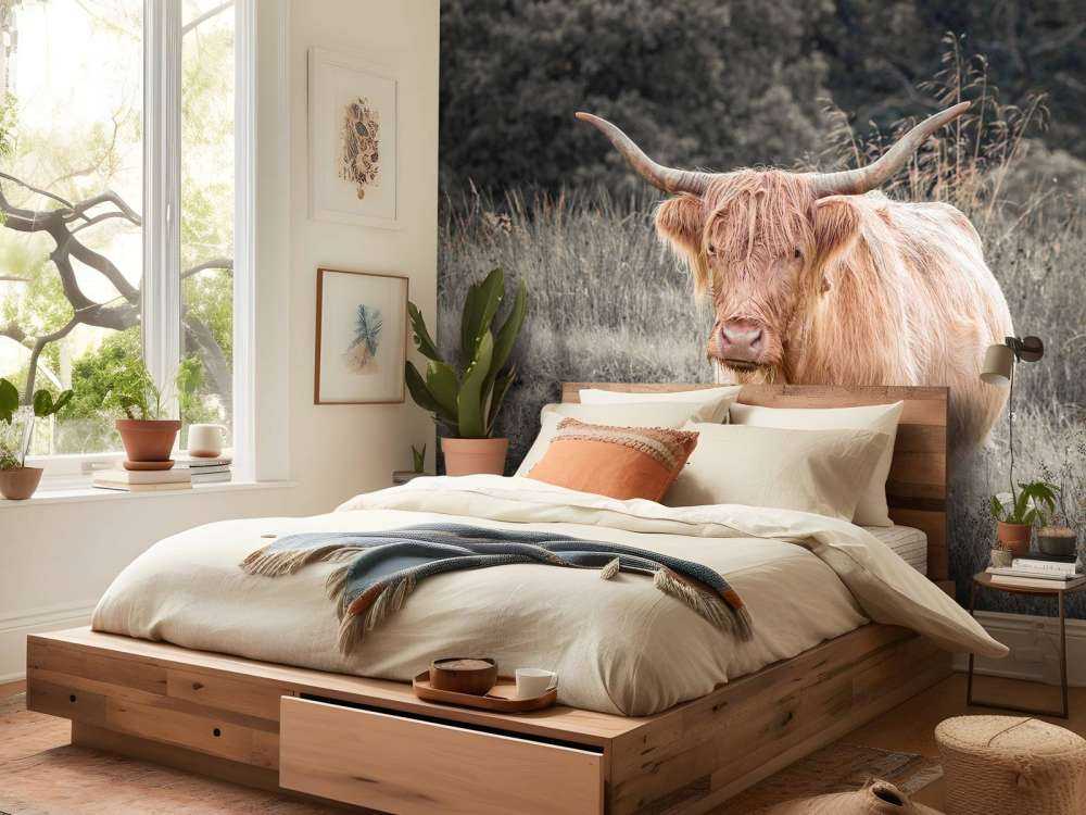 Schotse hooglander in een veld