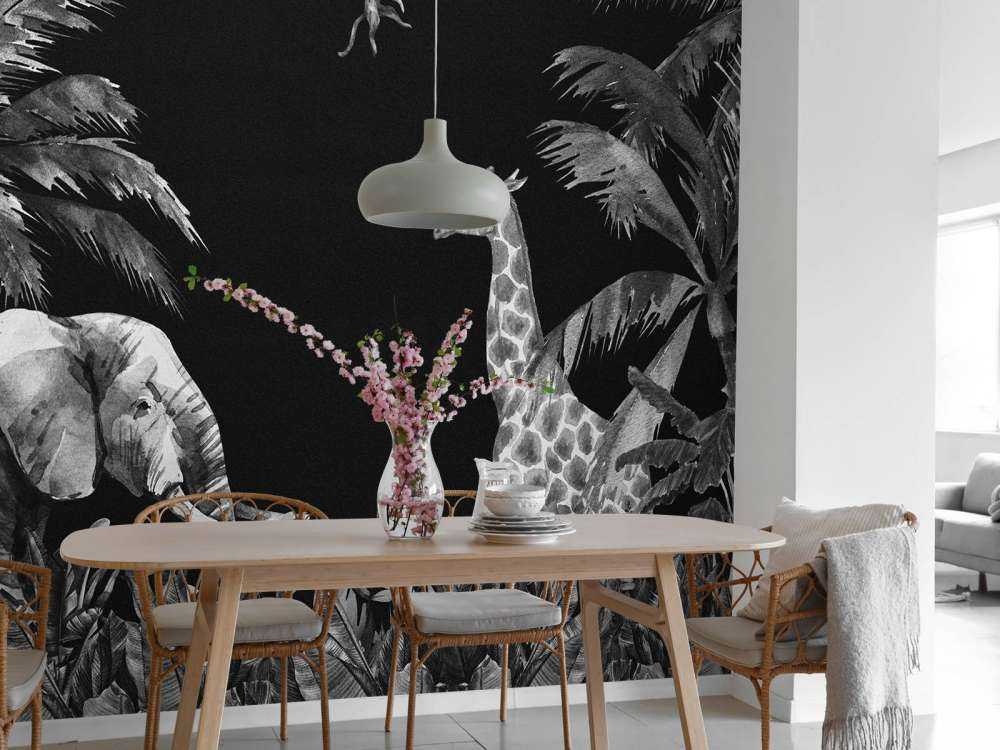 Zwart-wit jungle dieren