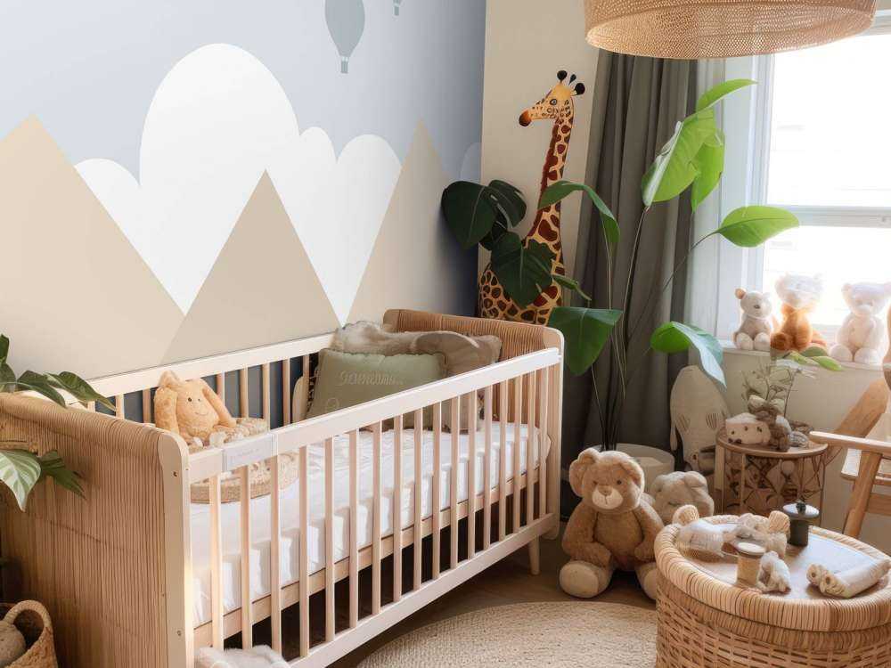 Hoge bergen met luchtballonnen