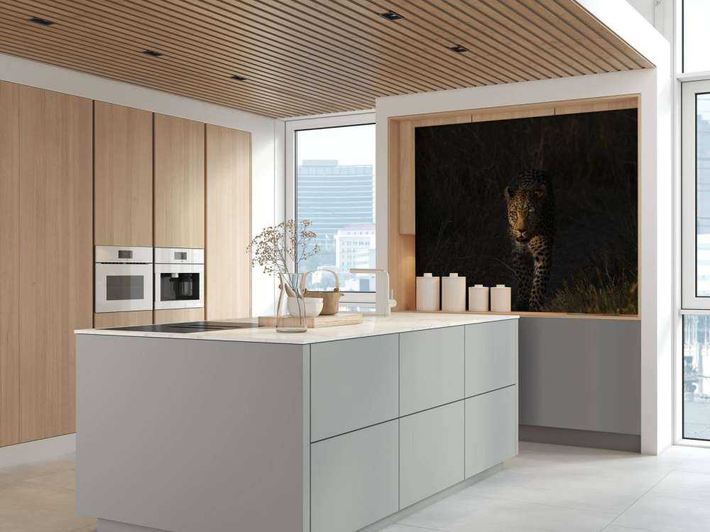 Luipaard met zonsondergang