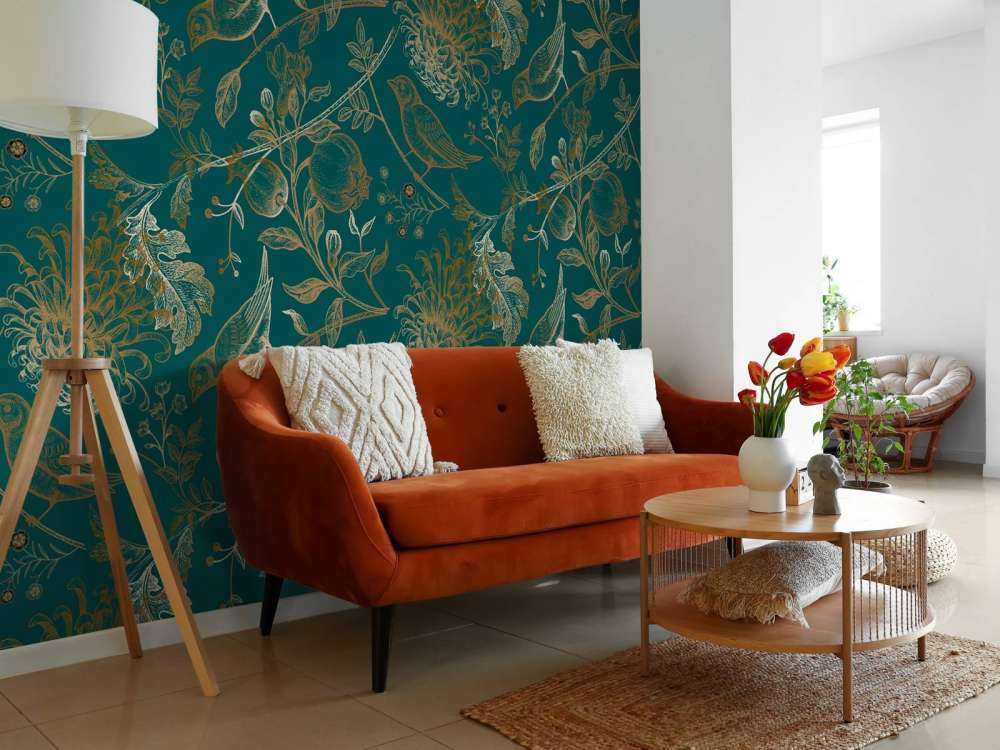 Chrysanten en vogel patroon