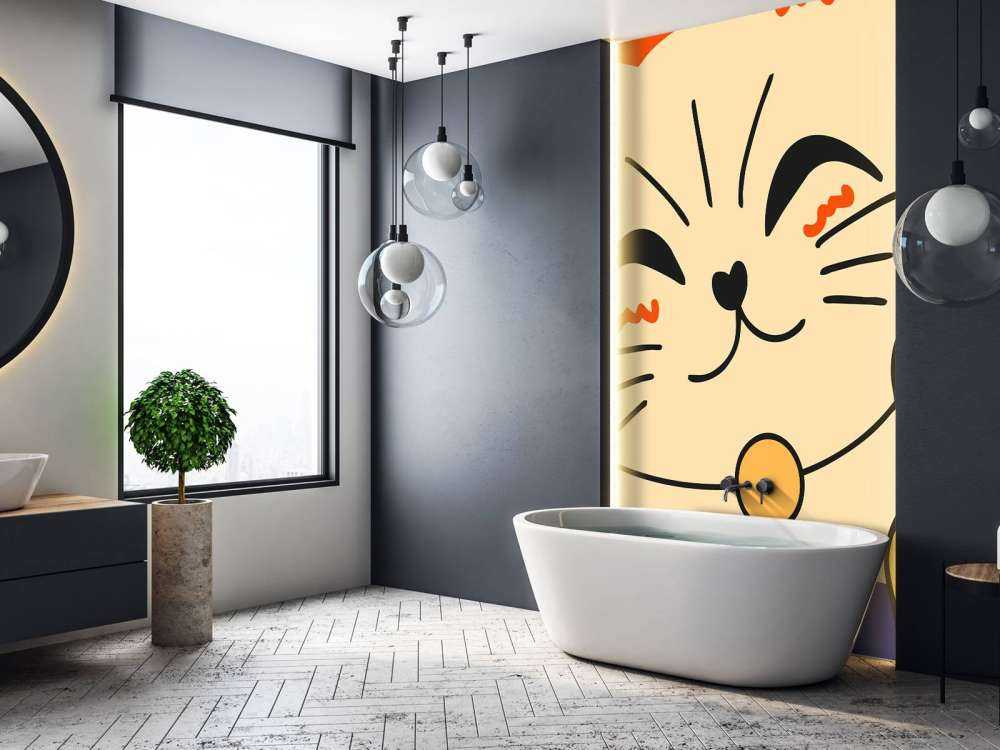 Close-up kat met noedels