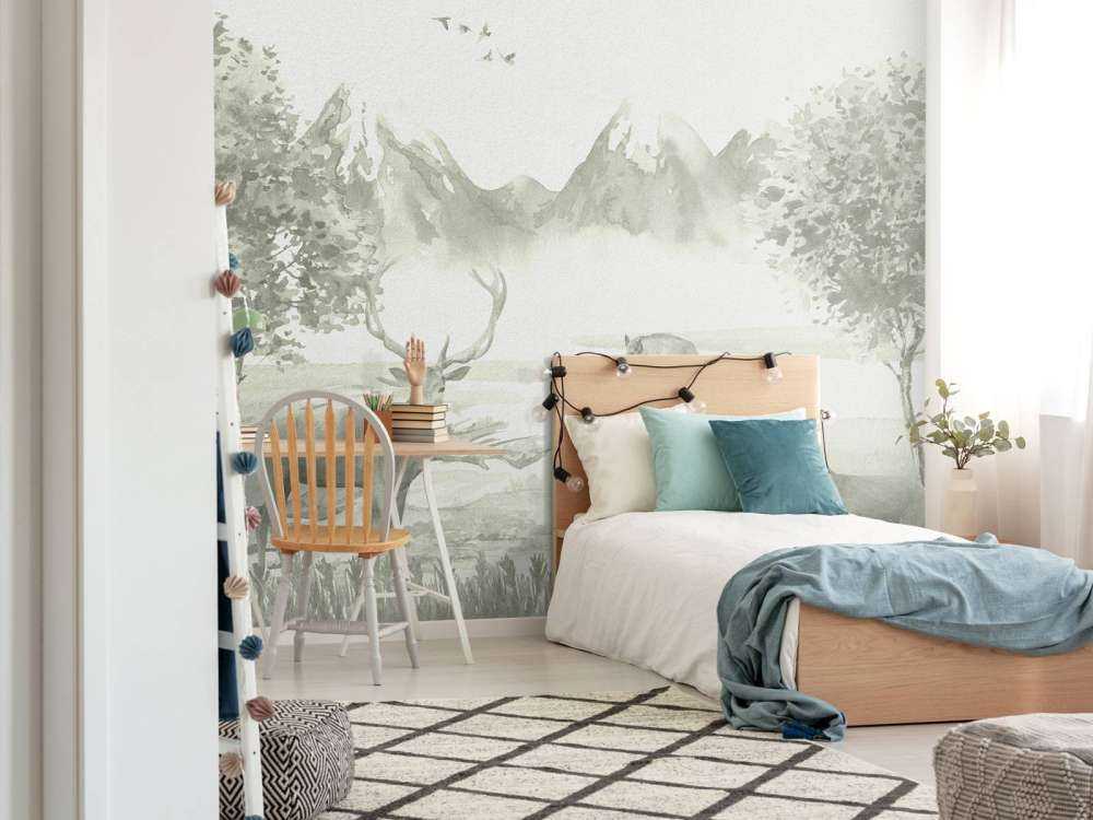 Bos met dieren in groen