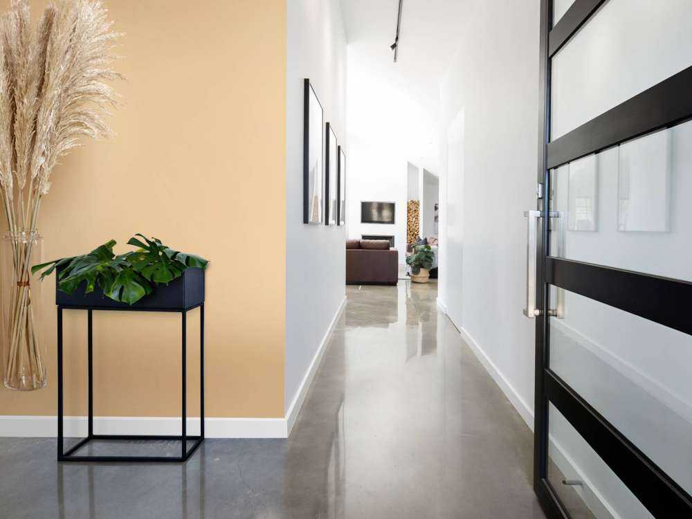 Minimalistische plant op bruin achtergrond