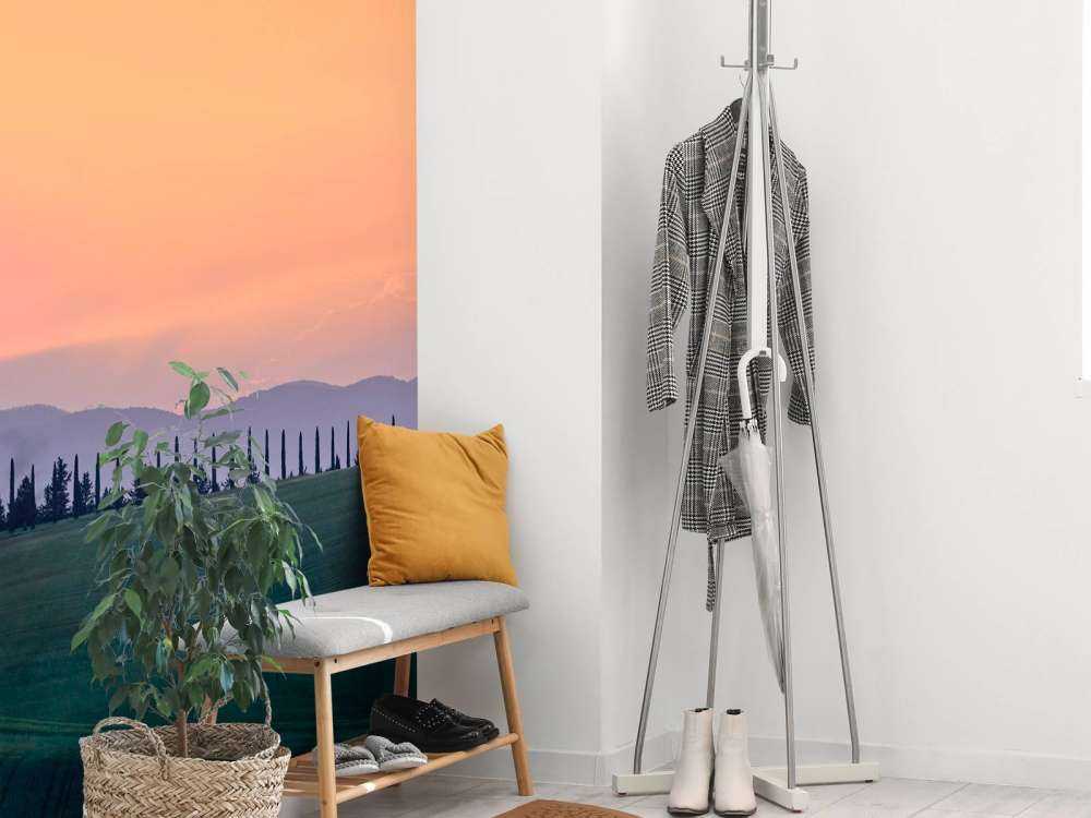 Italiaans landschap met oranje lucht