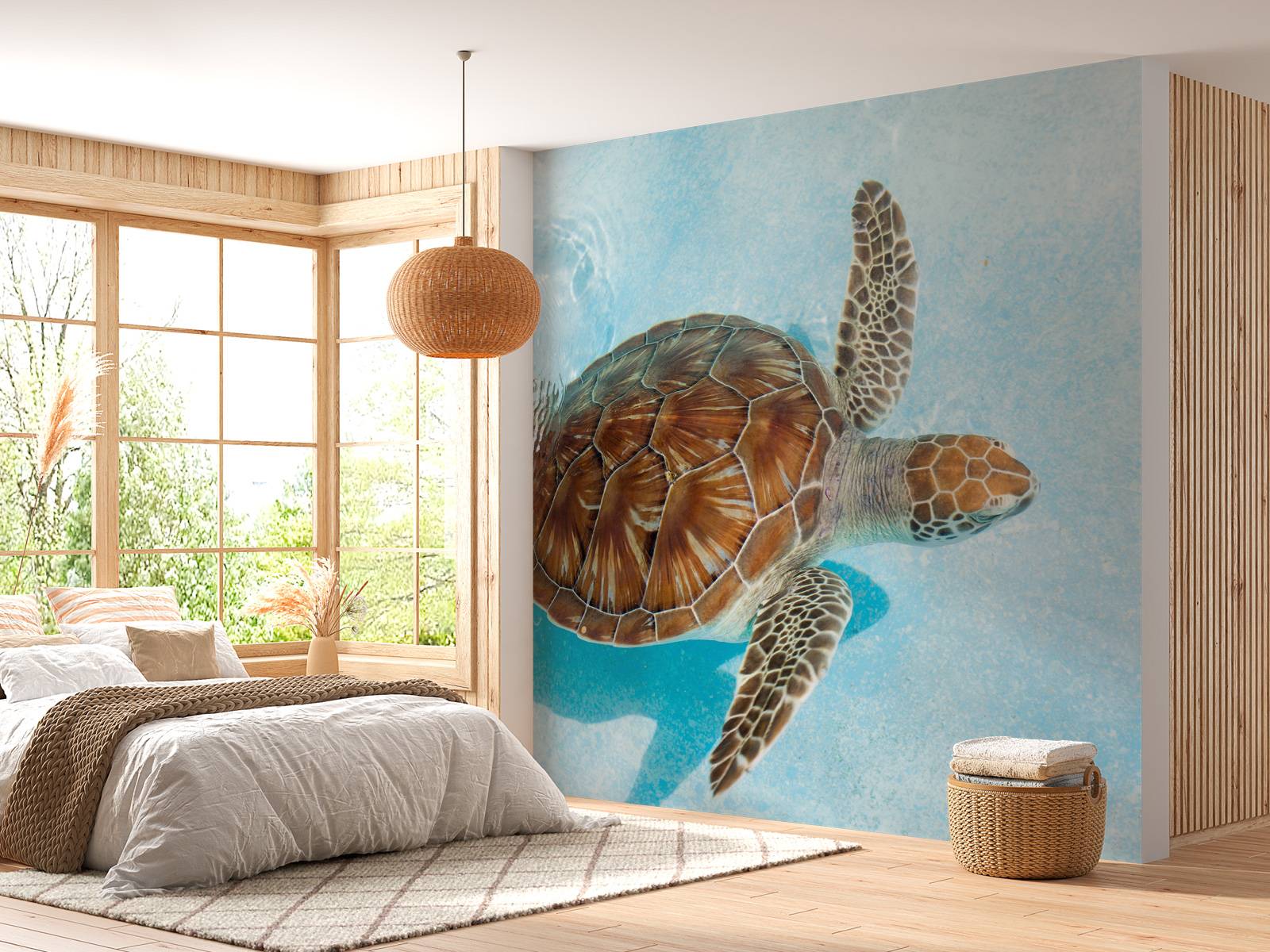 Schildpad in het water - Fotobehang, image size:1600x1200