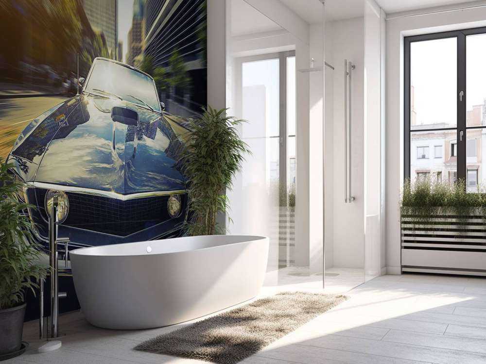 Donkerblauwe Amerikaanse muscle car