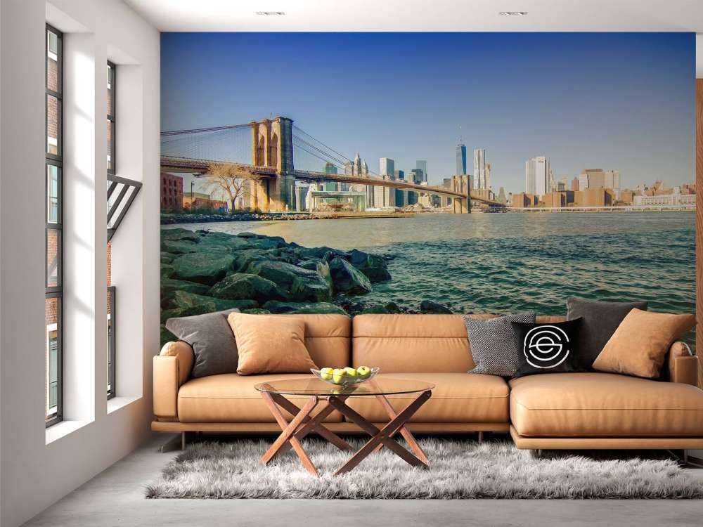 Brooklyn Bridge met een skyline op de achtergrond