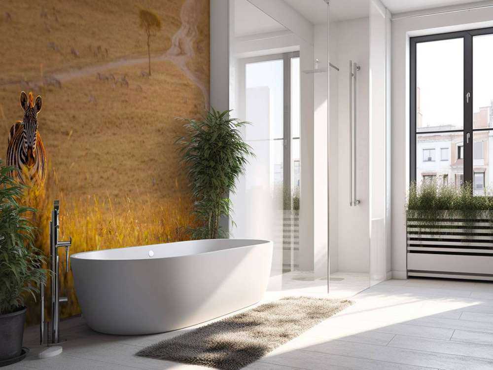 Zebra maakt een wandeling bij zonsondergang