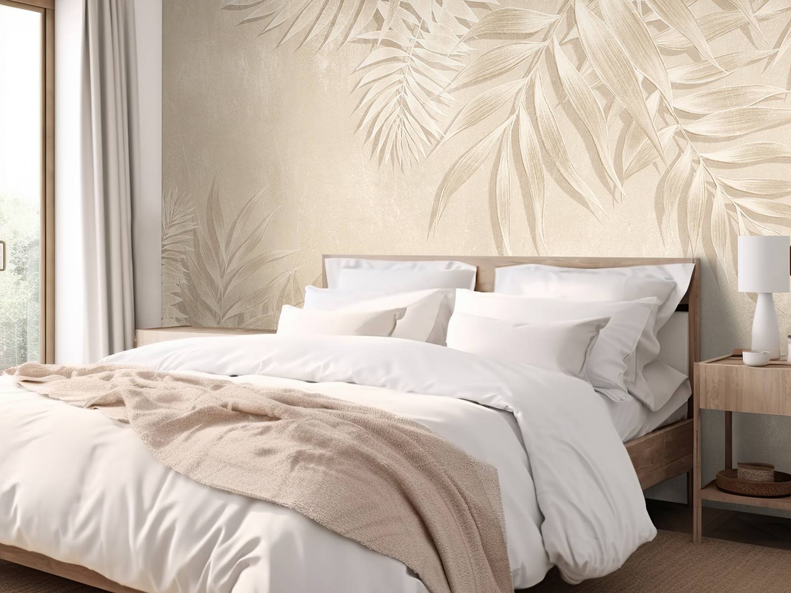 Palmbladeren textuur, beige