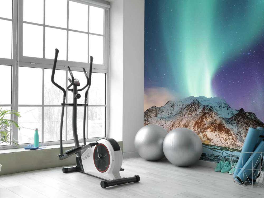 Noorderlicht met Verlichte berg