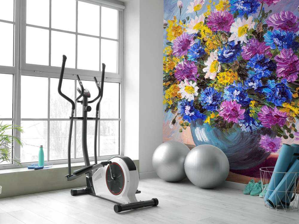 Stilleven van een vaas met kleurrijke bloemen