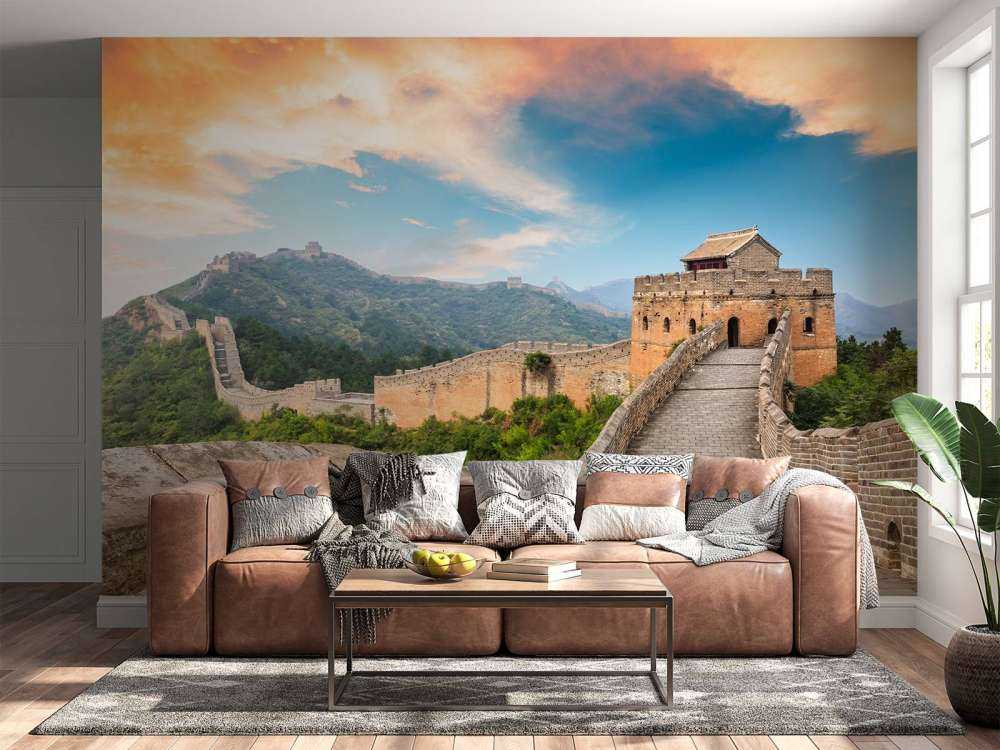 De Chinese Muur bij zonsondergang