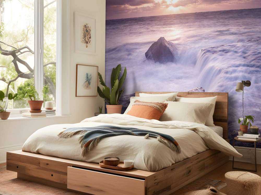 Wilde zee tijdens zonsondergang