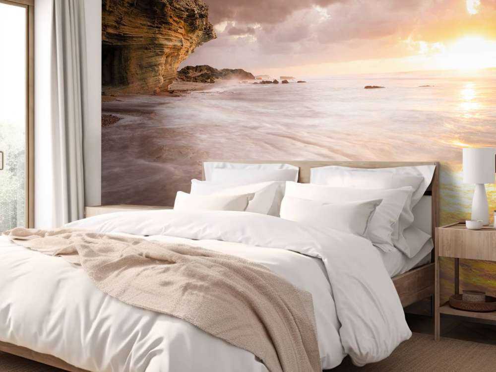 Zonsondergang bij de rotsen