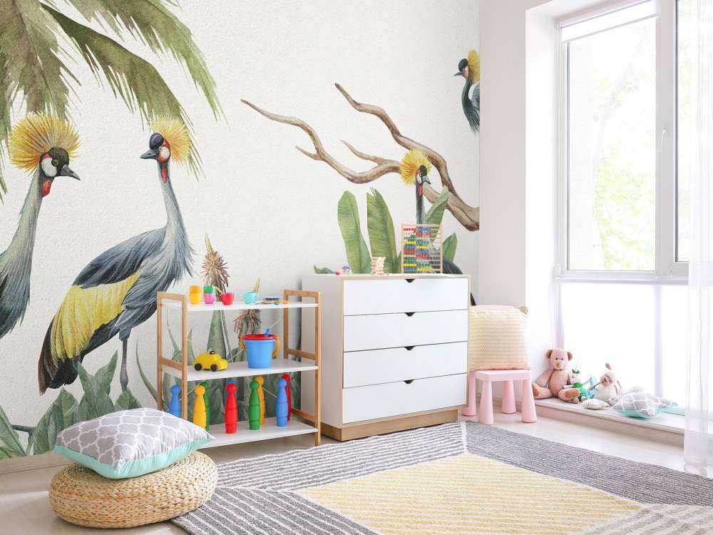 Jungle met kraanvogels