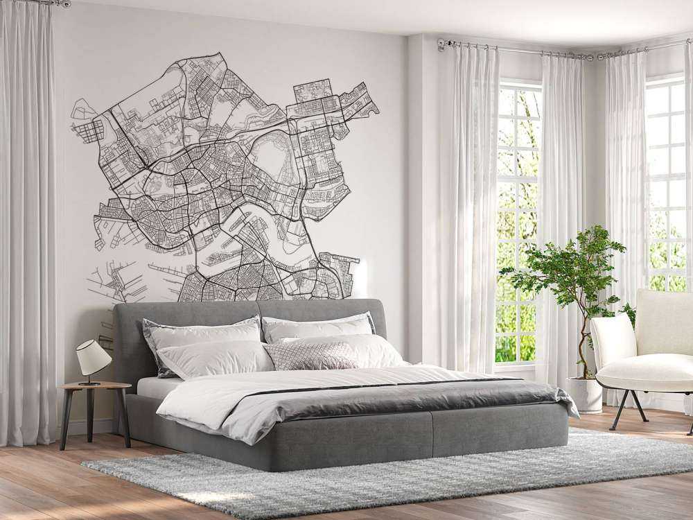 Plattegrond van Rotterdam, wit