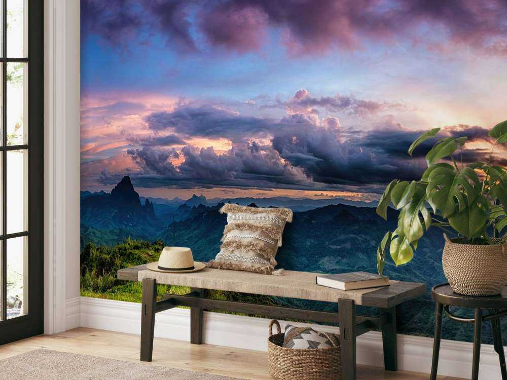 Zonsondergang over een berg