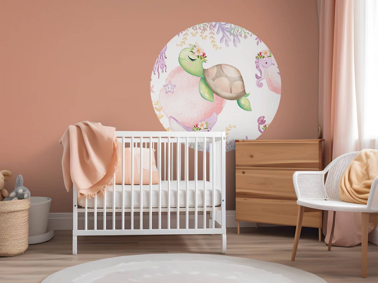 Roze zeebodem babykamer