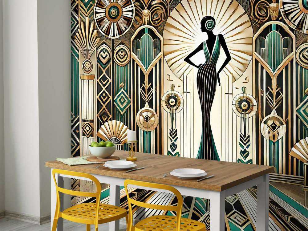 Vintage Elegance Scene in Art Deco