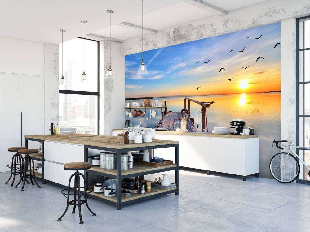 Vogels boven zee
