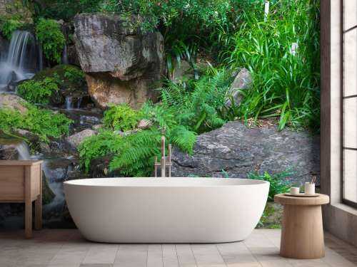 Waterval met tropische planten