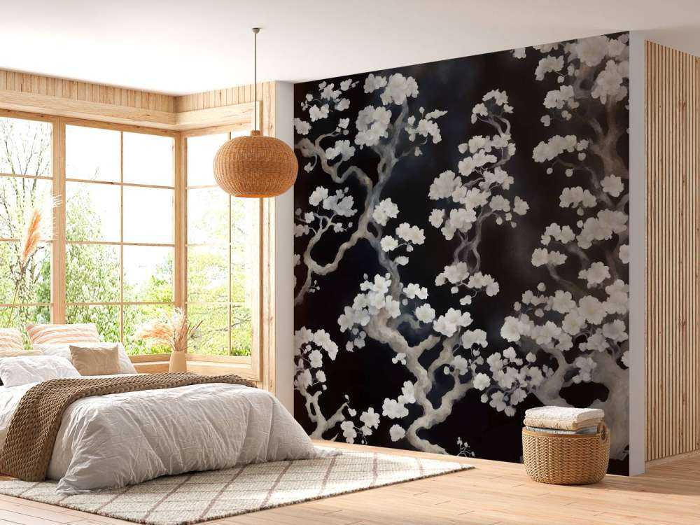 Wonderful blooming forest - black