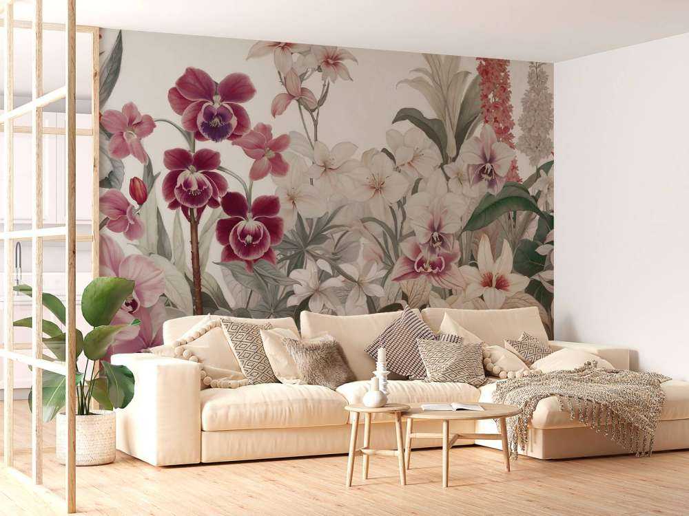 Exotische bloemen in zachte pasteltinten