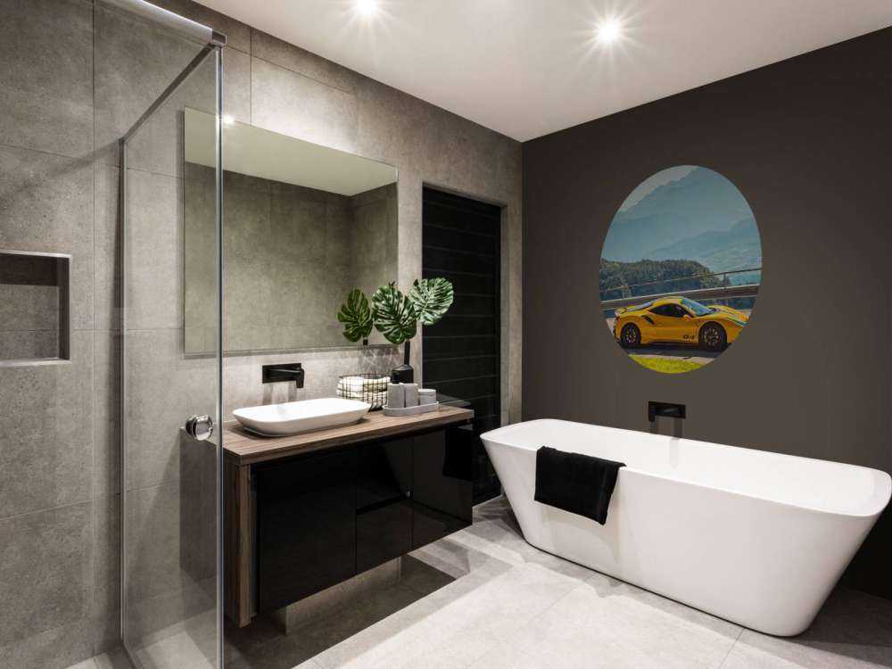 Gele supercar in bergen