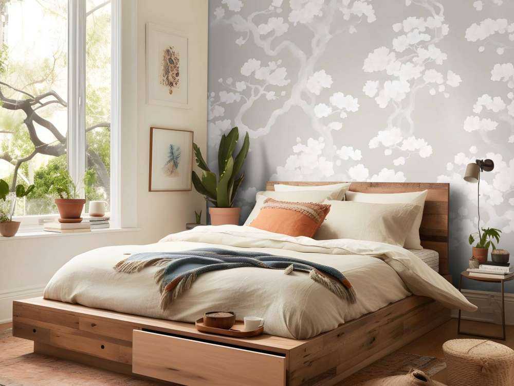 Wonderful blooming forest - taupe
