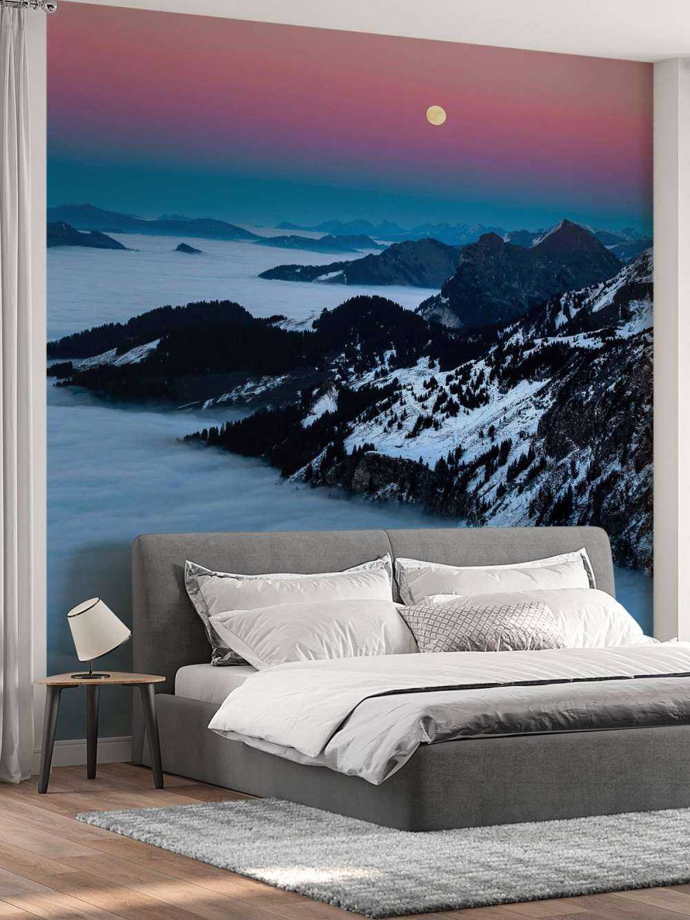 Maanlicht boven wintergebergte