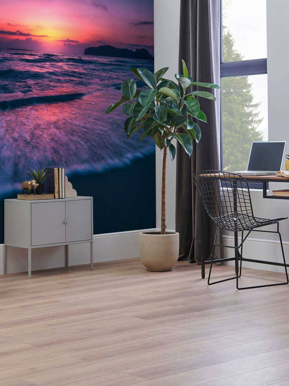 Avondgloed aan paarse kust