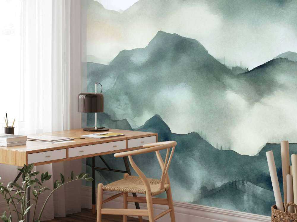 Misty Mountains Watercolor Landscape