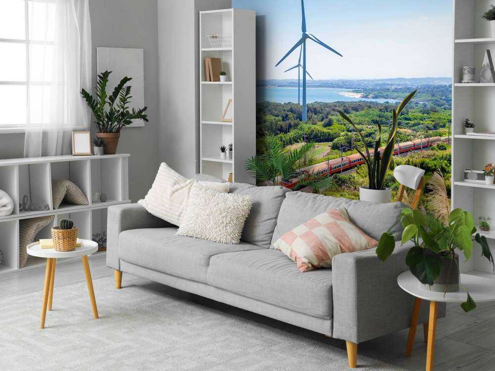 Rode trein langs windmolens