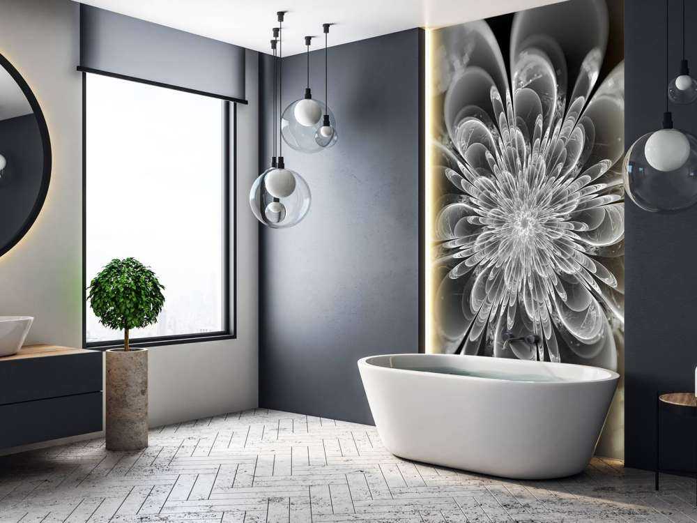 Fractal bloem in zwart-wit