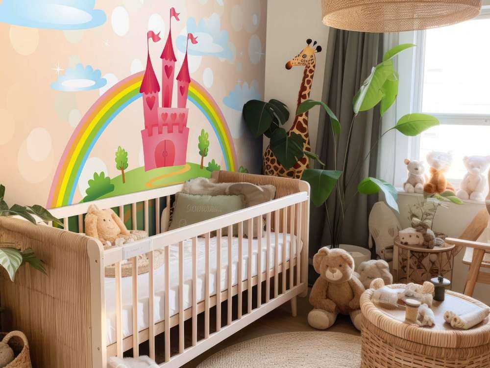 Sprookjeskasteel met een regenboog