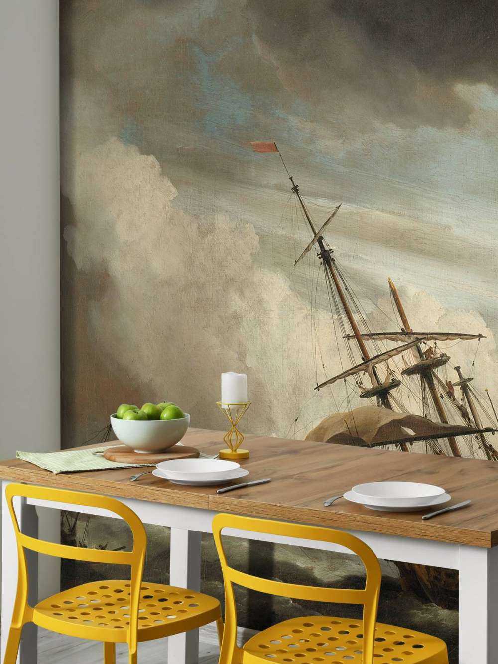 Een schip in volle zee bij vliegende storm