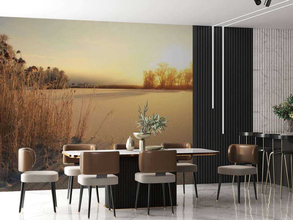 Riet op het strand bij zonsondergang