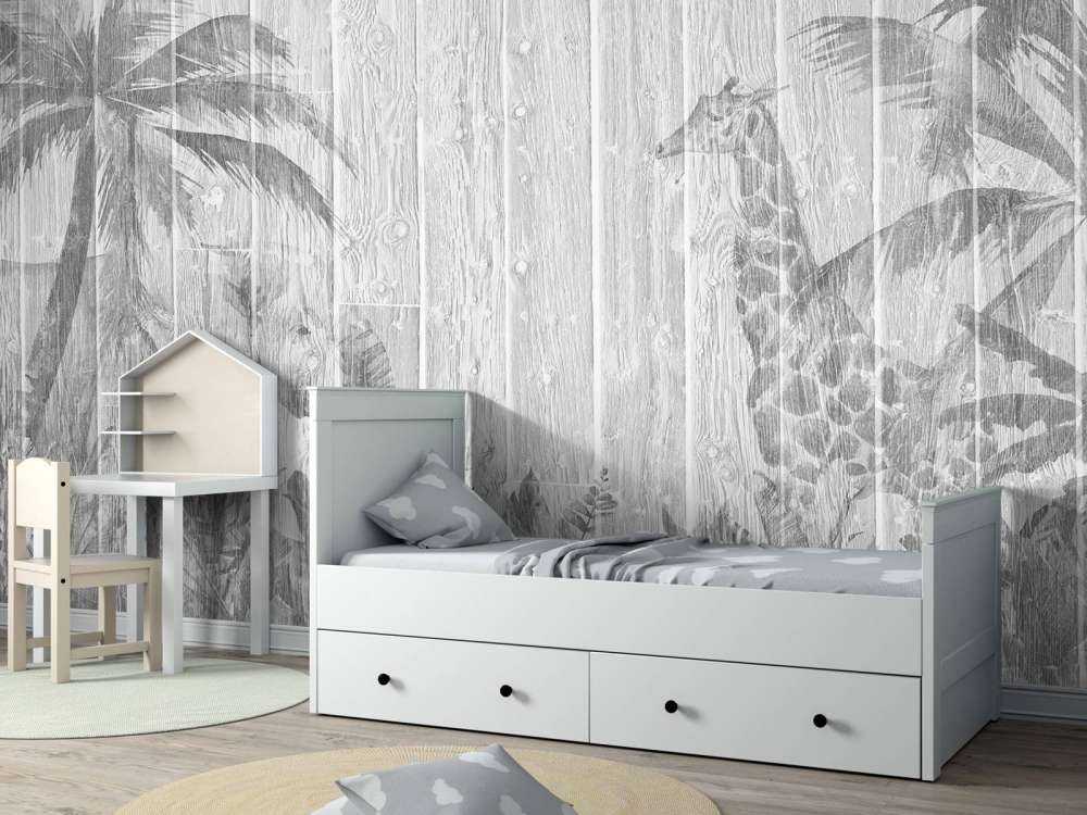 Vrolijke jungle dieren op hout