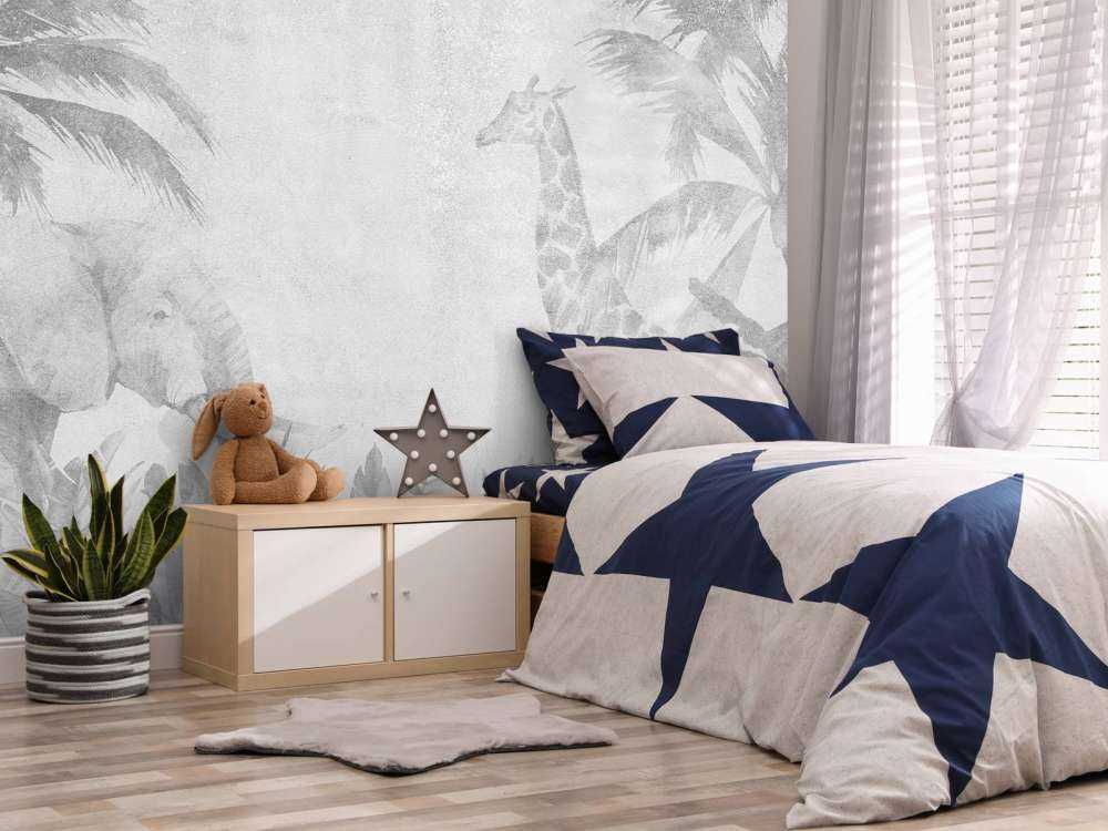 Vrolijke jungle dieren op beton