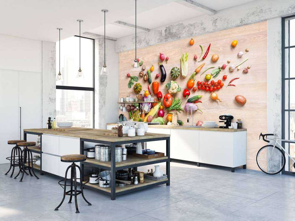 Mand met groenten en fruit