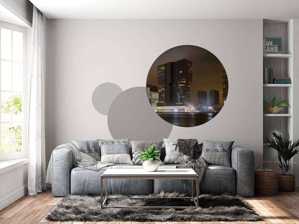 Rotterdam skyline in de avond