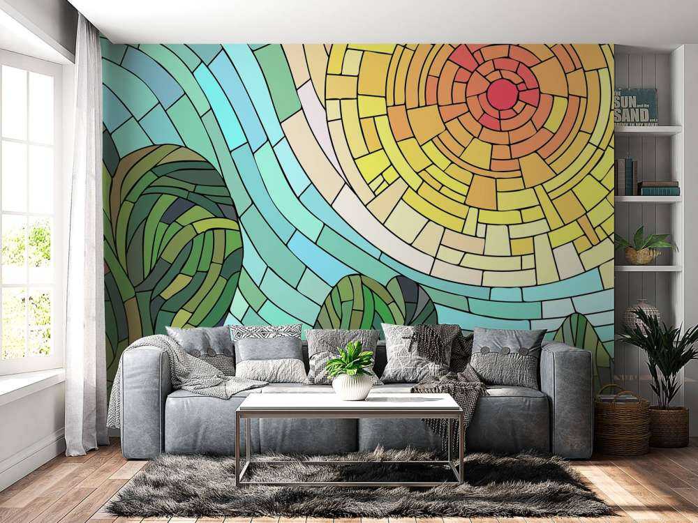 Rode zon bij de bomen