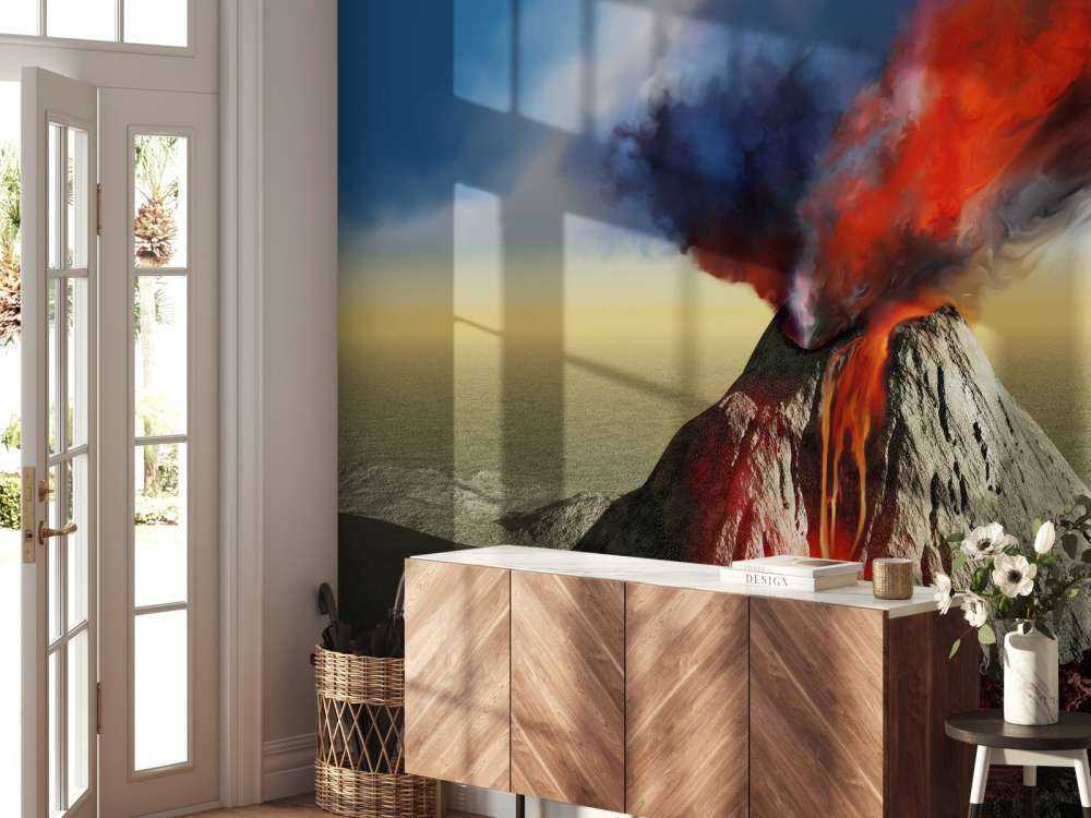 Vulkaanuitbarsting met veel rook