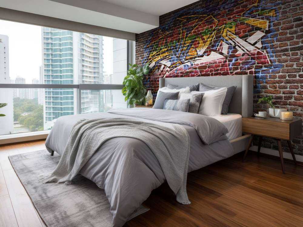 Graffiti op bakstenen muur