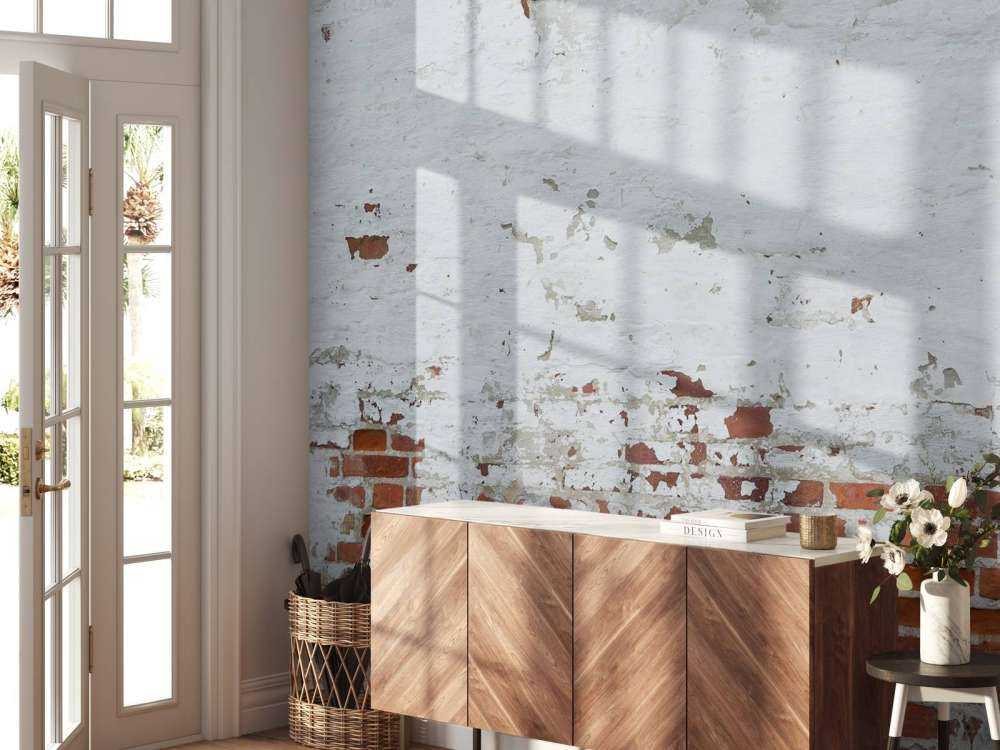 Bakstenen muur met beton