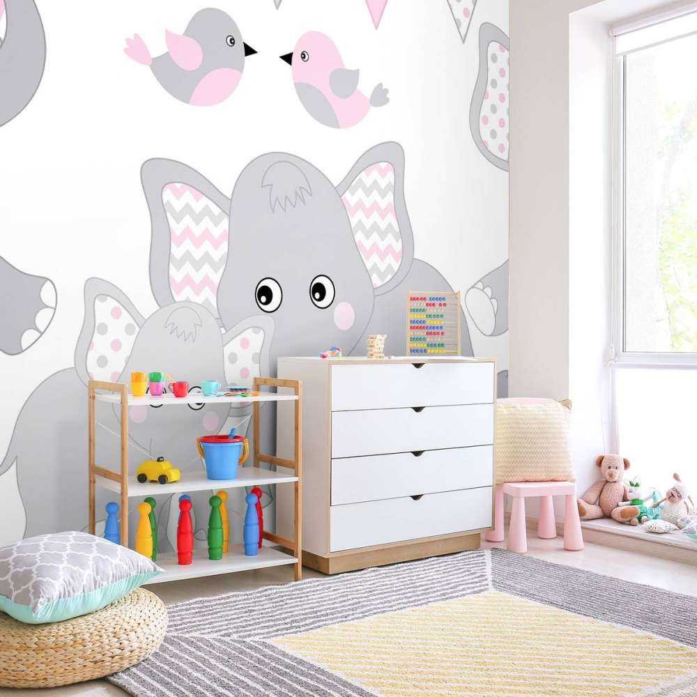 Olifanten en vogeltjes met slingers