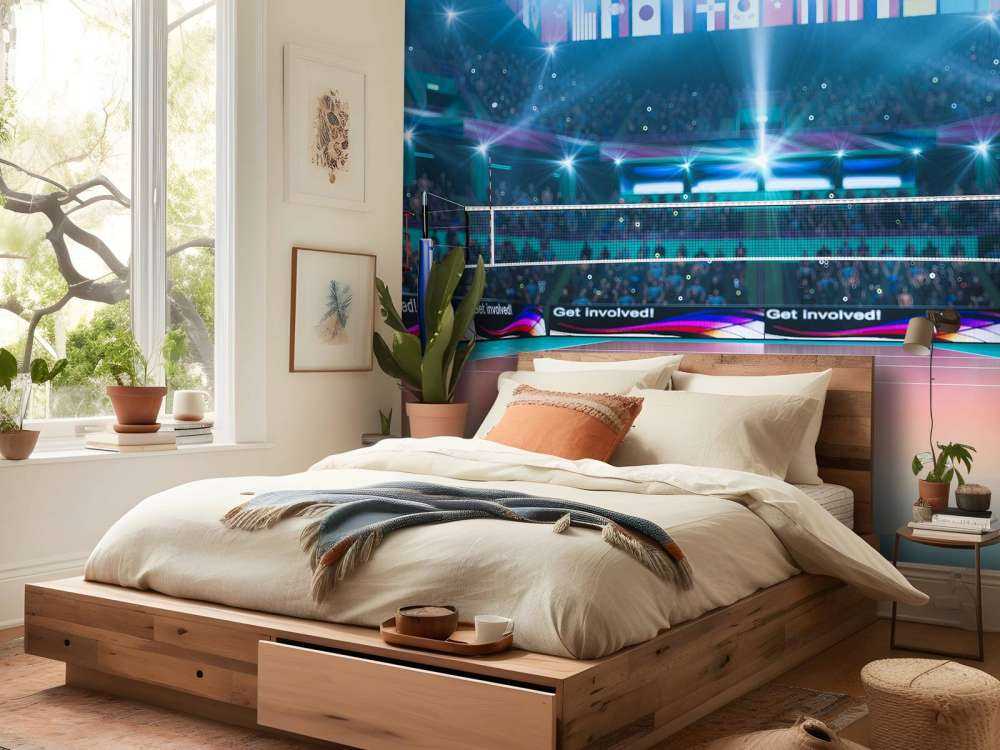 Modern volleybalveld op de lengte